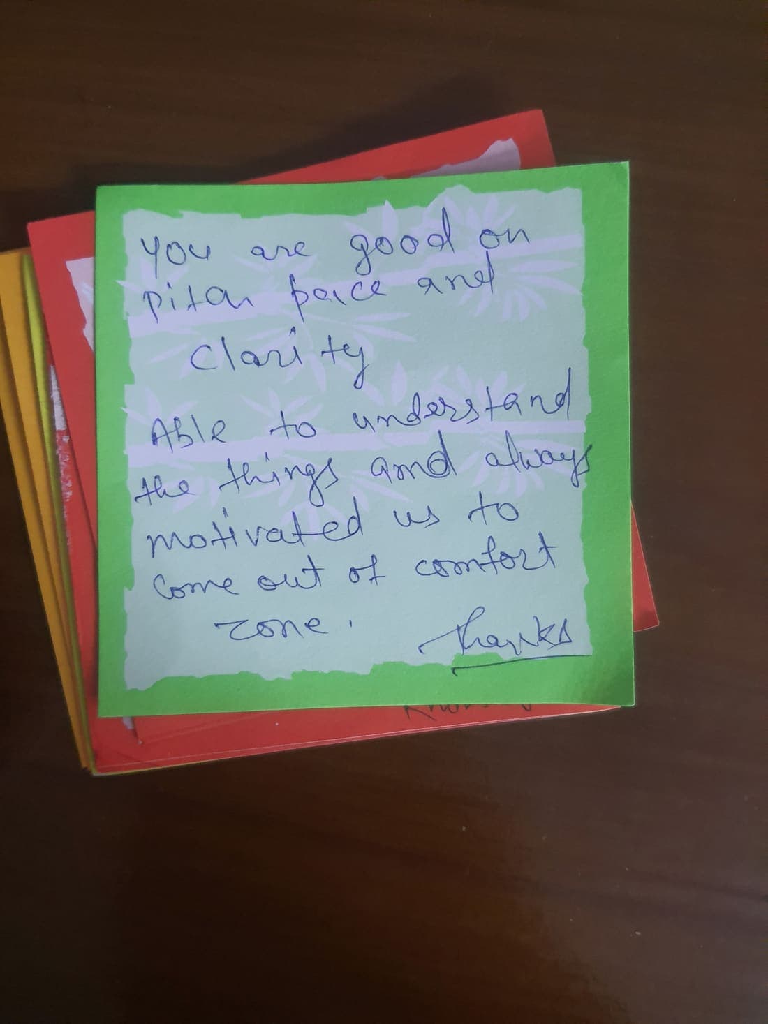 Handwritten workshop reflection 2