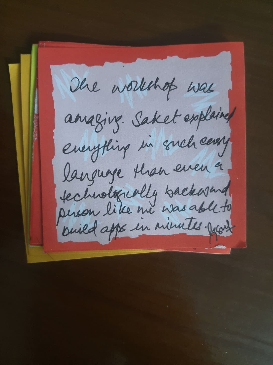 Handwritten workshop reflection 3