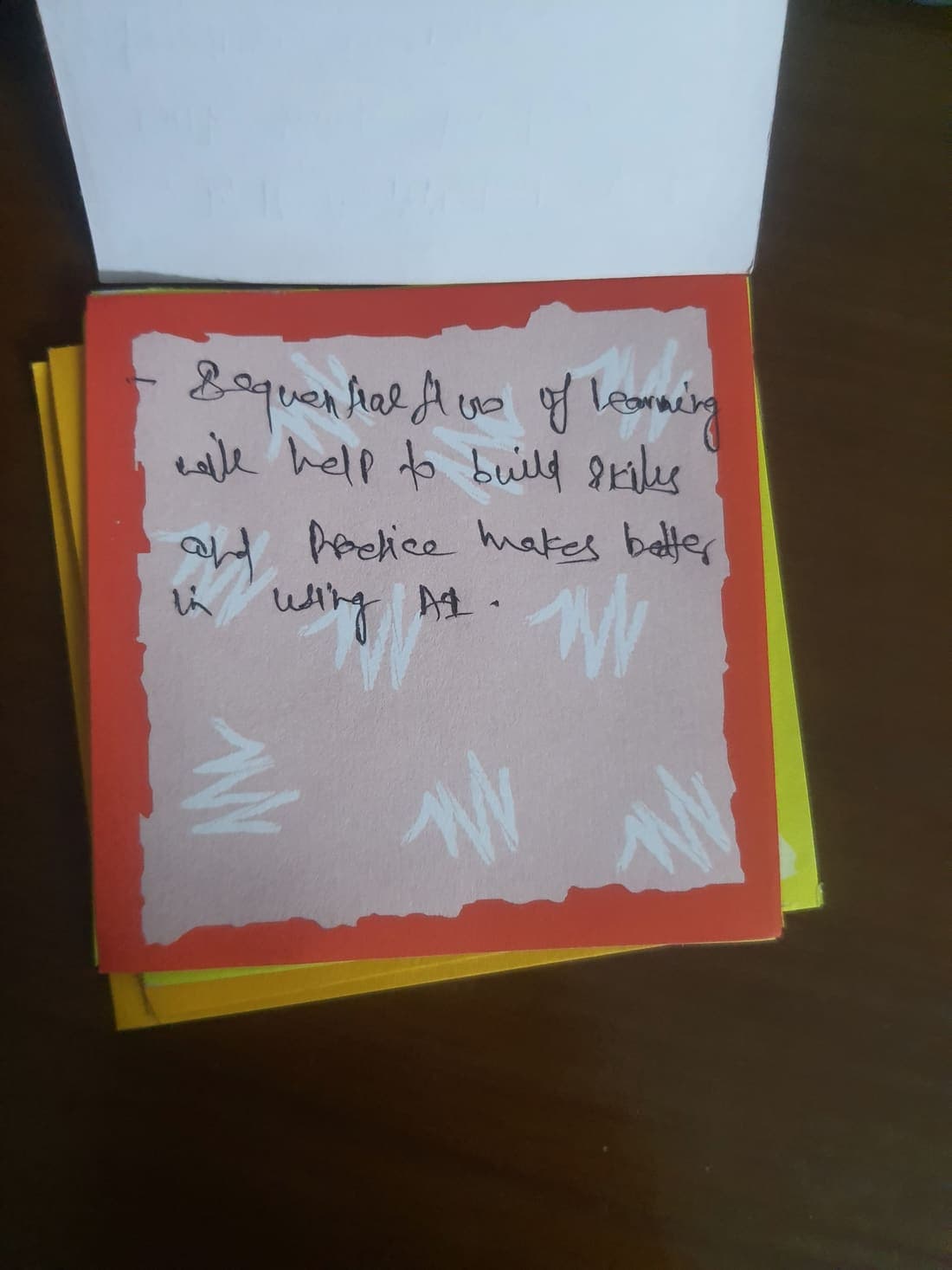 Handwritten workshop reflection 5