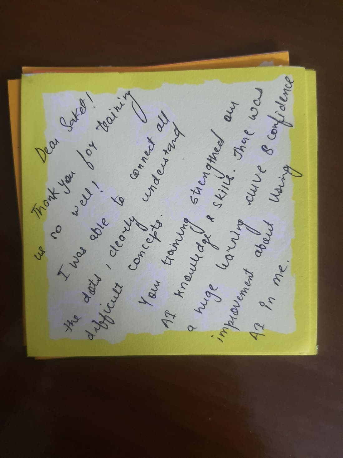 Handwritten workshop reflection 6