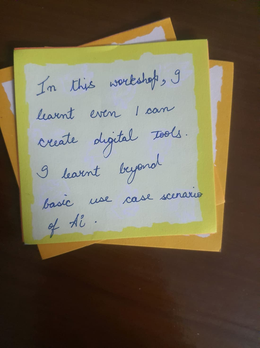 Handwritten workshop reflection 8