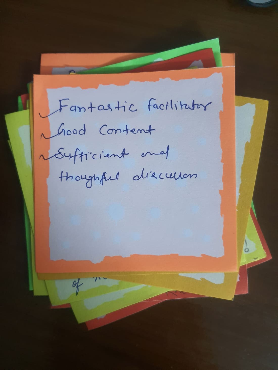 Handwritten workshop reflection 11