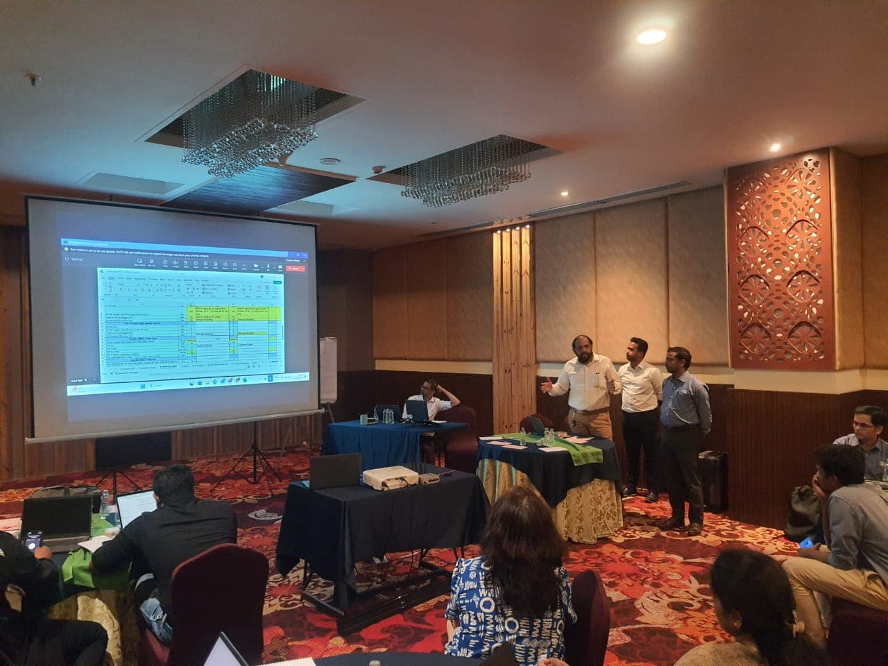 A team member presenting their work during the session